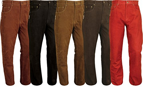 Lederjeans Herren Damen- Lederhose lang Herren echtes Nubuk Leder Fuente Motorrad Biker Jagd REIT Trachten Lederhose 5 Farben