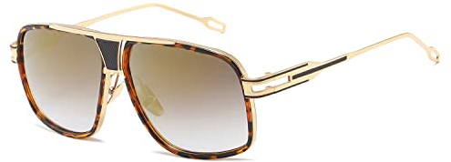 kimorn Sonnenbrille für Herren Retro Goggle Metallrahmen Classic Eyewear AE0336 (Schildpatt&Gold, 62)