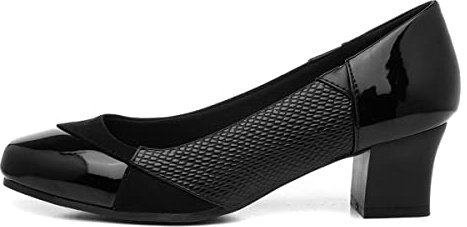 Softlites Vera Womens Black Block Heel Court Shoe - Size 3 UK - Black