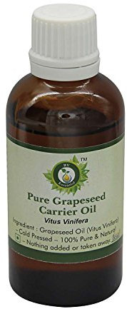 R V Essential Huile de pépin de raisin pur 15ml (0.507oz) - Vitus vinifera (100% Pur et naturelle pressée à froid) Pure Grapeseed Carrier Oil