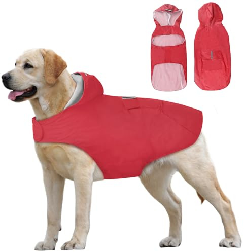 Idepet - Chaqueta impermeable con capucha para perro con aberura para el cuello, poncho reflectante para perro, resistente al viento, para perros pequeños, medianos y grandes