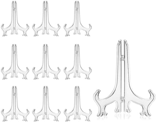 Naisfei 7 Pollici Trasparente Plastica Cavalletto, Porta Piatti da Esposizione ,Piastra Supporti per Immagini Casa Matrimonio Decorazione, 10 Pezzi