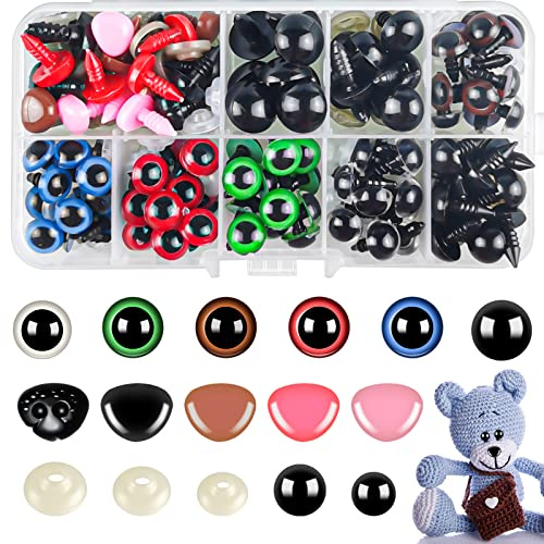 Hengxinc Lot de 240 Yeux de Securite Amigurumi Coloré Amigurumi Kit Yeux 10-14mm Yeux Securite Amigurumi Plastique Yeux de Sécurité Amigurumi Crochet Animal Doll Poupée Jouet en Peluche avec