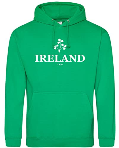 Ireland Hoodie Mens Rugby Hoody Top Irish Shamrock Clover Nations Supporter, M, Irish Green