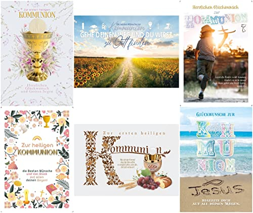 Eurofuchs24 50 Grußkarten Glückwunschkarten Kommunion Kommunionskarte mit farbigen Umschlägen