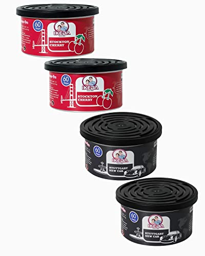 ikeda perfume Auto Lufterfrischer | 4 Stück Kfz-Duftdosen zur automatischen Geruchsbeseitigung | Duft hält 60 Tage lang an geeignet für den Aroma Diffusor im Badezimmer zu Hause (New Car Cherry, 4pcs)