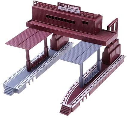 Modelo de estación de Tren zalati, Modelo de estación de Tren con Plataforma y toldo, diseño de simulación 1:87, Calibre HO para Juguetes de construcción
