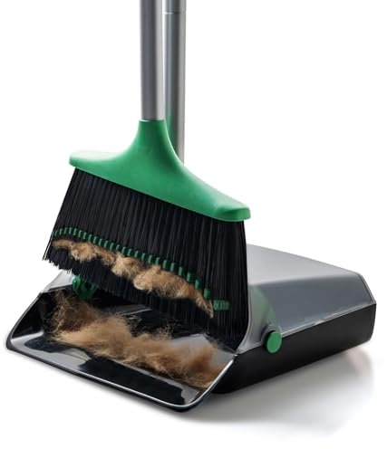 Eyliden Besen und Kehrschaufelset Set mit Langem Griff, Stehendes Kehrmaschine und Kehrschaufel Combo für die Bodenreinigung, Küche, Garage, Straße, Garten