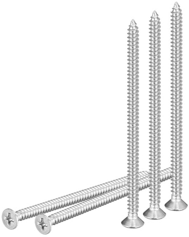 DTGN 50Pcs #8x3 Flat Head Wood Screws, 304 Stainless Steel Phillips Self Tapping Screws - Good for Woodworking, Furniture - Silver