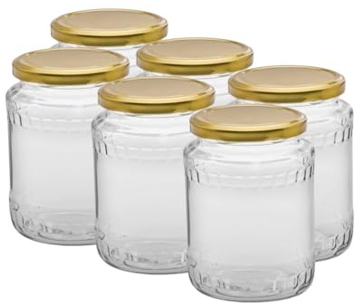 OOPS TOYS Tarros de conservas con tapa de rosca (720 ml, 40 unidades, con etiquetas), color dorado