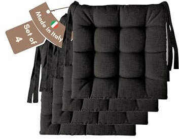 Il Tuo Artigiano Design Set 4 o 6 Cuscini per Sedie da Cucina Made in Italy - Cuscini Sedie Cucina set da 6 40x40 cm spessore 6 cm - Imbottiture in Spugna e morbido acrilico (4, Antracite)