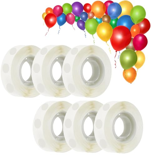 600Pcs Balloon Glue Dots Double Sided Adhesive Dots Stickers Glue Points, Removable Balloon Sticky Dots Tape for Birthday Party Wedding Xmas Decor and DIY Scrapbooking Arts & Crafts Glue (6 Rolls)