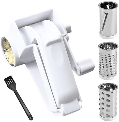 Dexmary Parmesanreibe mit drei Reibmöglichkeiten, Käsereibe mit Kurbel, leicht zu reinigende multifunktionale Käsereibe für Käse und Schokolade