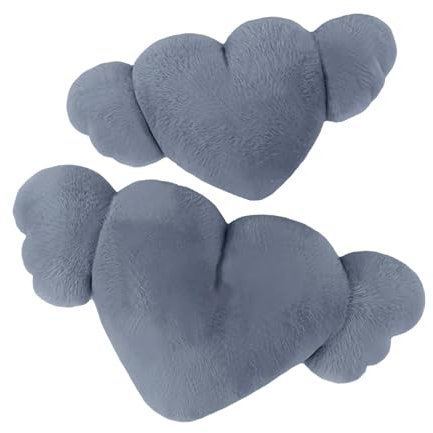 Cuscino per il collo a forma di cuore per auto,Cuscino per auto per sedile di guida Cuore | 2 cuscini per poggiatesta per auto a forma di cuore con ali - Poggiatesta per auto accogliente e per