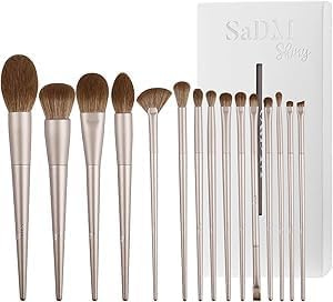 Kit brochas maquillaje profesional 15 piezas – Brochas para base, polvos, corrector, sombras, colorete, iluminador y contorno – Cerdas sintéticas premium