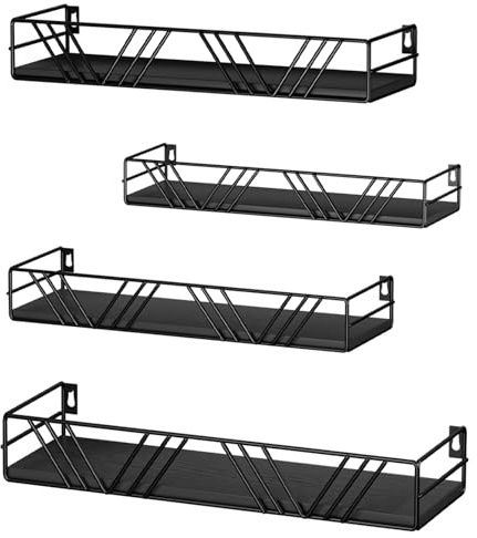 Amaoot Floating Shelves for Wall Set of 4, Different Sizes Mounted Wood Floating Shelf, Wall Shelves for Living Room,Bedroom, Bathroom, Kitchen, Farmhouse Decor, Office
