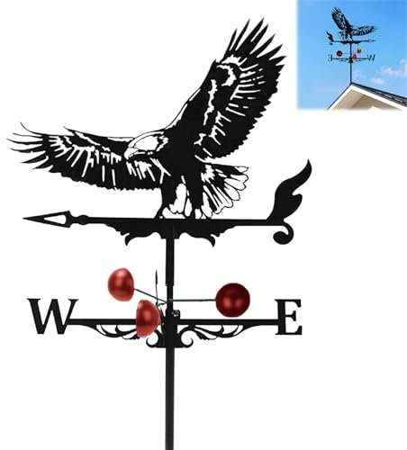 Domigard Segnavento 3D in metallo con aquila volante, banderuola a ventola, montaggio sul tetto, per giardino, fattoria, cortile, pollaio, patio, decorazione esterna