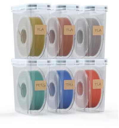 YOOPAI Filament Aufbewahrungsbox - 6 Pack Filament Container für 3D Druck Filament Versiegelung und Schutz - Tragbare Aufbewahrung mit Trockenmittel&Etiketten, wasser- und staubdicht 4.0L