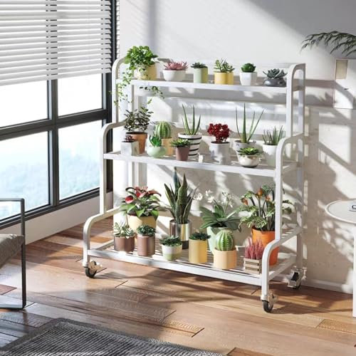 Support à plantes en métal à 3/4 niveaux, étagère échelle pour plantes d'intérieur et d'extérieur, étagère d'angle pour jardin, balcon et terrasse, support de rangement pour plantes et fleurs blanc(50
