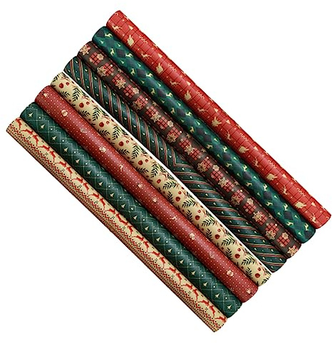 UKCOCO 8 Julklappspapper Julpapper Retro Förpackningspapper Vintage Julklappspapper Högtidsklappspapper Julklappspapper