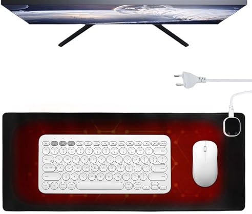 Uppvärmd musmatta, 80 x 33 cm skrivbordsunderlägg, uppvärmd med funktionsvärme, musmatta med värmematta skrivbord, uppvärmt skrivbordsunderlägg för PC laptop hem kontor