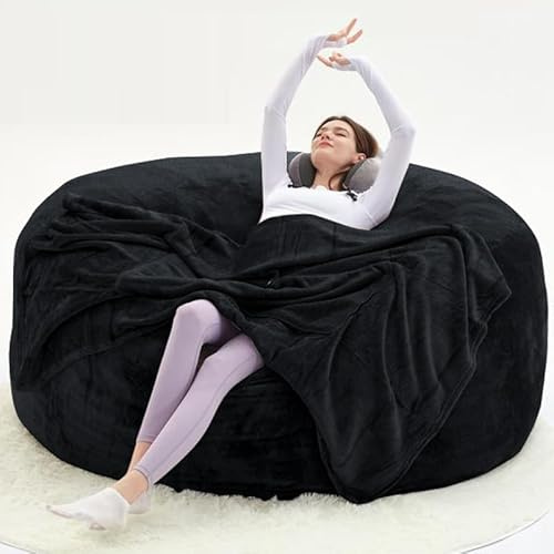 extra large bean bag chair,beanbag chair with filler,memory foam bean bag,Soft and comfortable giant beanbag,muebles sala de estar,Leisure reading chair (Black, Jumbo)
