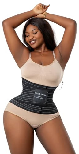 Sculpt Snatch 3X Wrap Waist Trainer for Women - Hourglass Corset with Steel Bones, Tummy Control Belt for Belly Fat(Black,S)