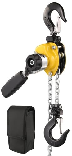 Mini polipasto manual de cadena con cadena G80 y ganchos resistentes, ideal para garajes, almacenes y talleres automotrices, capacidad de 1000 libras, ligero y portátil