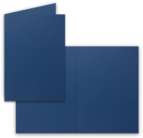 Biglietti pieghevoli DIN A5 - blu scuro - blu notte - 25 pezzi - biglietti d'invito - menù - libretto della chiesa - vuoto - 14,8 x 21 cm - FarbenFroh di Gustav Neuser