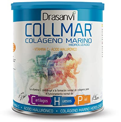 Drasanvi COLLMAR Colágeno Marino Hidrolizado con Ácido Hialurónico, Vitamina C |Sin edulcorantes | Máx. asimilación 9.660 mg/dia | 275g de polvo | Sabor Vainilla