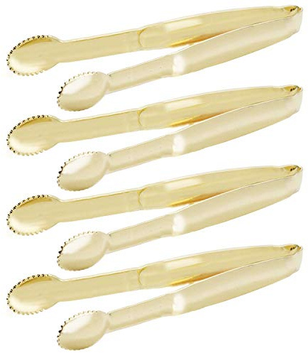 5.75 Mini Appetizer Tongs Set, Tiny Stainless Steel Small Tongs for Serving, Tea Party, Coffee Bar, Desserts, Set of 4 (Gold)