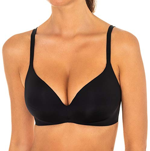 DIM Soutien-Gorge Femme Triangle Paddé Sans Armatures Invisifree x1, Noir, 95C