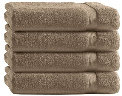 Class Home Collection Frottee Handtücher 50x100 cm – 4er Set Handtuch – Besonders weiche & saugfähige Handtücher aus 100% Baumwolle mit Aufhänger – Beige