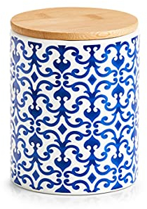 Zeller 19818 Vorratsdose Marokko, 600 ml, Keramik, blau/weiß, ca. Ø 9,5 x 12,2 cm