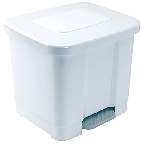 Cubo de Basura Reciclaje Pedal 35litro de plástico 43 x 38 x 38 cm ,Contenedor basura 2 Divisiones Interiores multicolores (Blanco 35 litro)