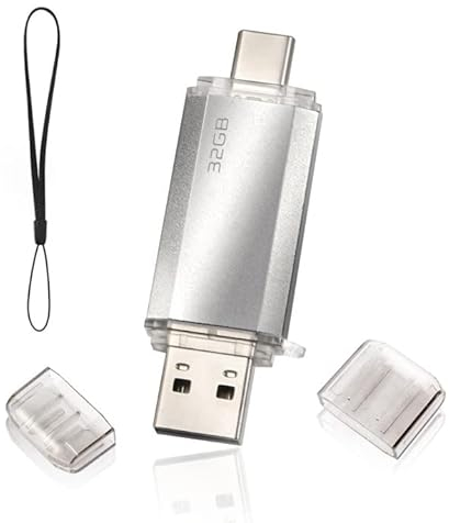 Clé USB 32Go 2.0 2 en 1 Rapide, OTG Clé USB C 32Go 2 en 1 Type C USB 2.0 en Métal, Pen Drive 32GB Flash Drive 32GB pour PC/Smartphones/MacBook Pro(Argent)