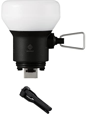 NESTOUT Rugged Outdoor Camping LED Lantern w/ Mini Tripod, Dimmable USB Powered Soft LED Light, IP44 Water Dust Resistant, 10-350 Lumen, Portable Lamp for Power Bank EDC Travel, LAMP-1 (Black)