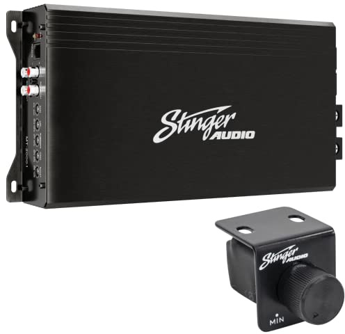 STINGER Audio monoblock billjud förstärkare med basfjärrkontroll, bryggbar, klass D 1-kanals bilförstärkare, Mosfet strömförsörjning, hög/låg nivåingång, tävlingsklass förstärkare (svart - 2 000 W)