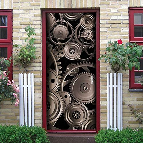 Türtapete 3D Selbstklebend Türposter - Mechanisches Getriebe Aus Metall 77 X 200 Cm - Türaufkleber Fototapete Abziehen Und Aufkleben Türfolie Poster - Kinderzimmer Wohnzimmer Küche Schlafzimmer Tür F