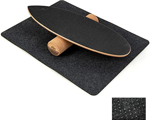 COSTWAY Balance Board in Legno, Tavola di Equilibrio con Rullo e Tappetino per Allenamento Skateboard Hockey Snowboard Surfing, per Esercizi Equilibrio e Tonificazione Core (Nero)