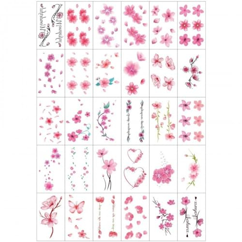 Tatuaggi Temporanei 30 Fogli Di Adesivi Per Tatuaggi Con Fiori Di Ciliegio In Stile Antico, Piccoli Adesivi Per Tatuaggi Freschi E Carini
