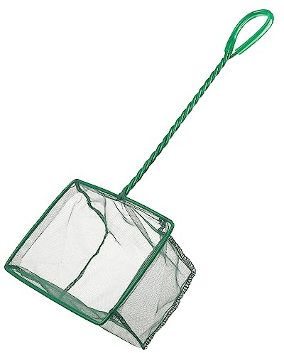 Pawfly Red para Peces de Acuario de 15 cm con Mango de Metal Red Cuadrada Pequeña con Malla Suave Malla Fina Red para Limpiar Lodos y Residuos de Comida para Piscinas y Estanques Koi Pequeños