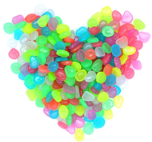 500 Pierres Lumineuse Galets Brillants Décoratifs Galet Lumineux Cailloux Phosphorescent Artificiels Pierres Fluorescentes qui Brillent Dans le Noir Multicolore Galets pour Jardin Aquarium Routes