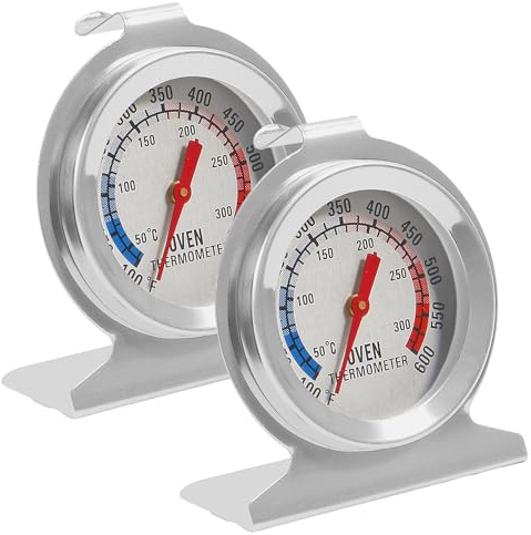 2 Pack Oven Thermometer Instant Read Stainless Steel Grill Thermometer 50-300°C/100-600°F for Kitchen Cooking Baking