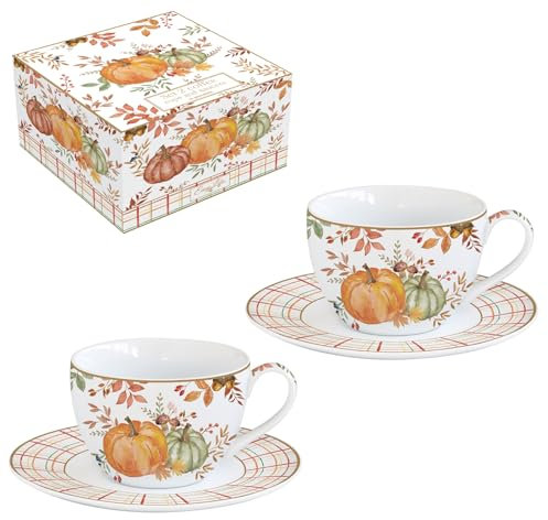 Easy Life COFFRET 2 TASSES A CAFE 11CL EN PORCELAINE HARVEST