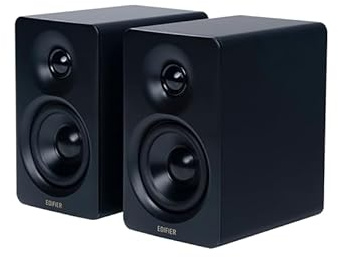 Edifier M60 Compact Desktop Speakers 2.0, for PC/Laptop/Computer, Bluetooth v5.3, USB C & 3.5 mm AUX, Hi-Res Audio Wireless Certified, 66W RMS, for Music and Gaming, Pair with Stands, Black