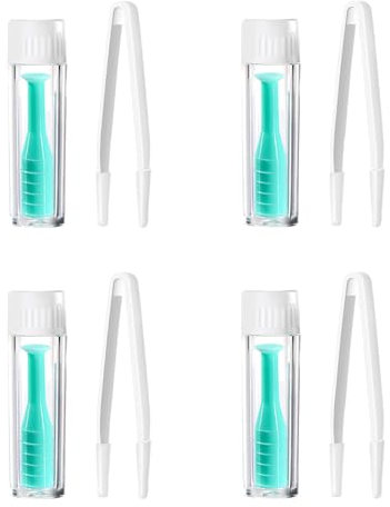 4 Pezzi Ventosa per Lenti a Contatto Morbide, Pinzette Lenti a Contatto Rigide, Applicatore per Lenti a Contatto, Ventosa in Silicone, Pinzette Bianche, con Bottiglie Senza Sfiato, Uso Quotidiano