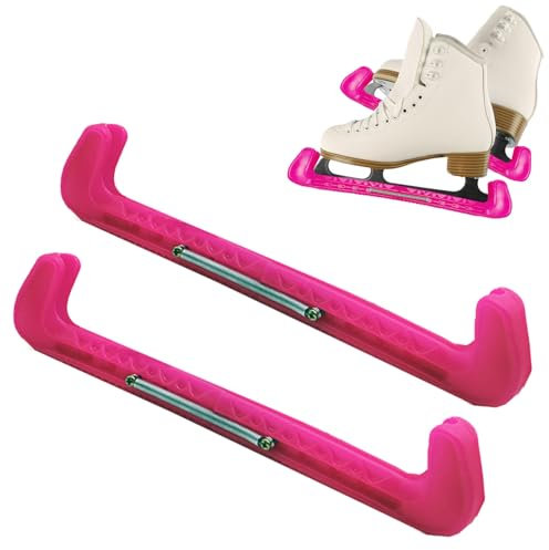 MeYuxg Kufenschoner Schlittschuhe, Verstellbarer Schlittschuh Schoner, Kufenschoner Eishockey, Kufenschoner Eiskunstlauf mit Spring, Schlittschuhe Zubehör für die Meisten Schlittschuhgrößen (Rosa)