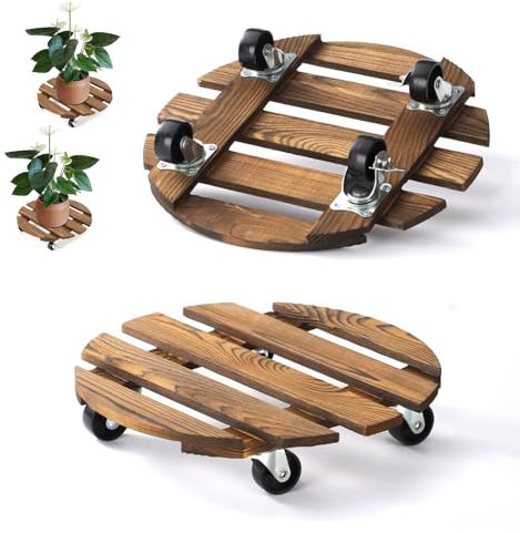 bechoanigel 2X Rullo per Piante, 30 x 6.5 cm Rulli Portavasi con Ruote, Portata 80 kg, per Esterni e Interni, Sottovaso con Rotelle, Rotazione di 360°,Adatto per Vasi e Pianta Pianta