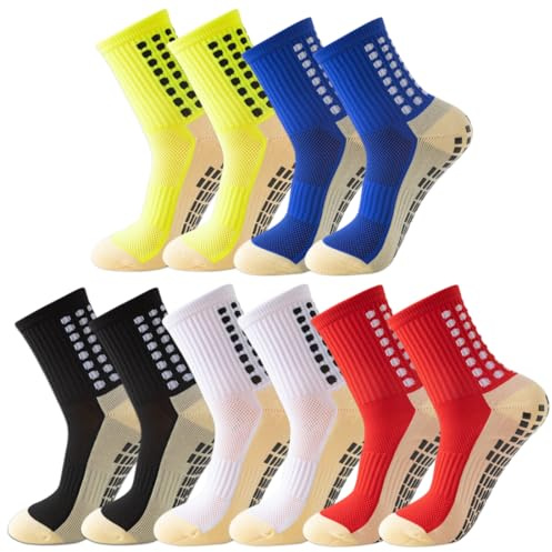 HYRKOTW 5 Paires Chaussette antidérapante foot, chaussettes antidérapantes homme, chaussettes antidérapantes foot, chaussette antidérapante, chaussette antidérapante foot (5 couleurs)